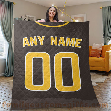 Custom Premium Quilt Blanket San Diego Jersey Baseball Personalized Quilt Gifts for Her & Him